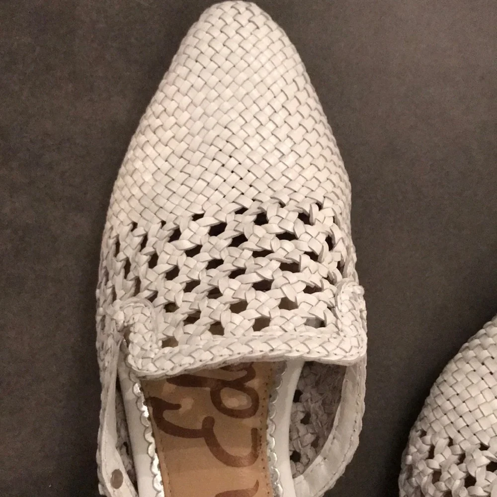 Sam Edelman White Woven Pointed-Toe Flats - Picture 3 of 5